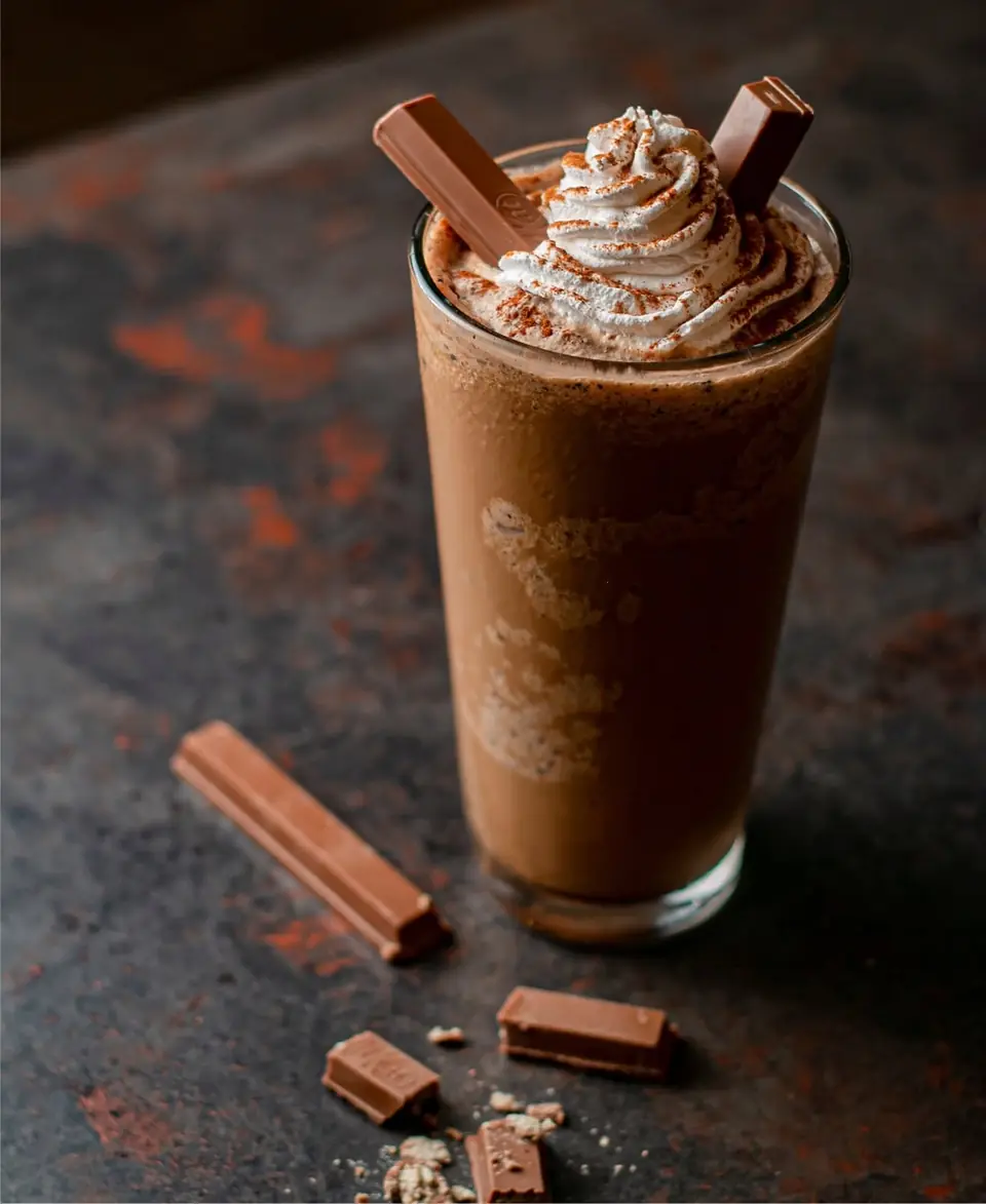 Frappé Crostoli con crema batida y Kit Kat