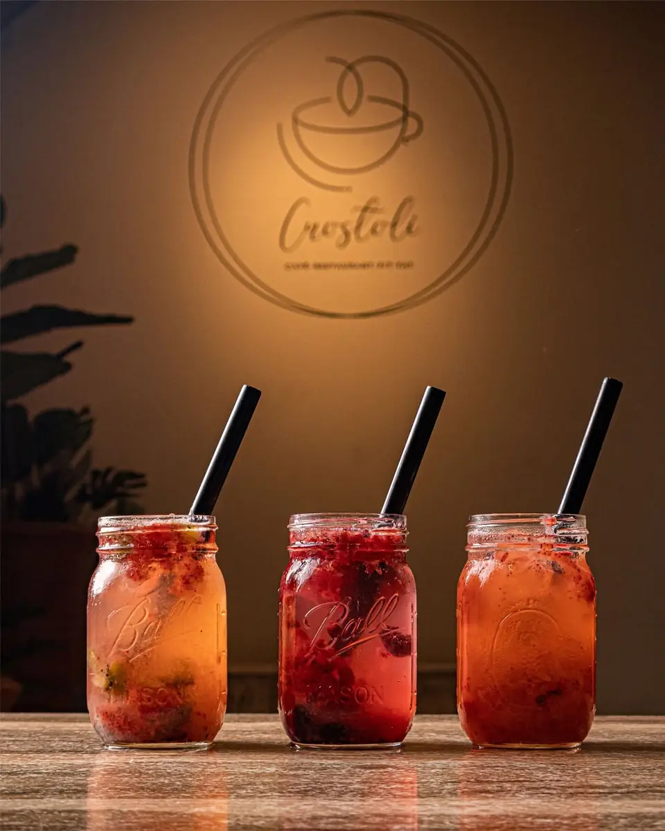 Sodas Crostoli de frutos rojos en frascos